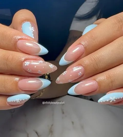 French azul claro con detalles